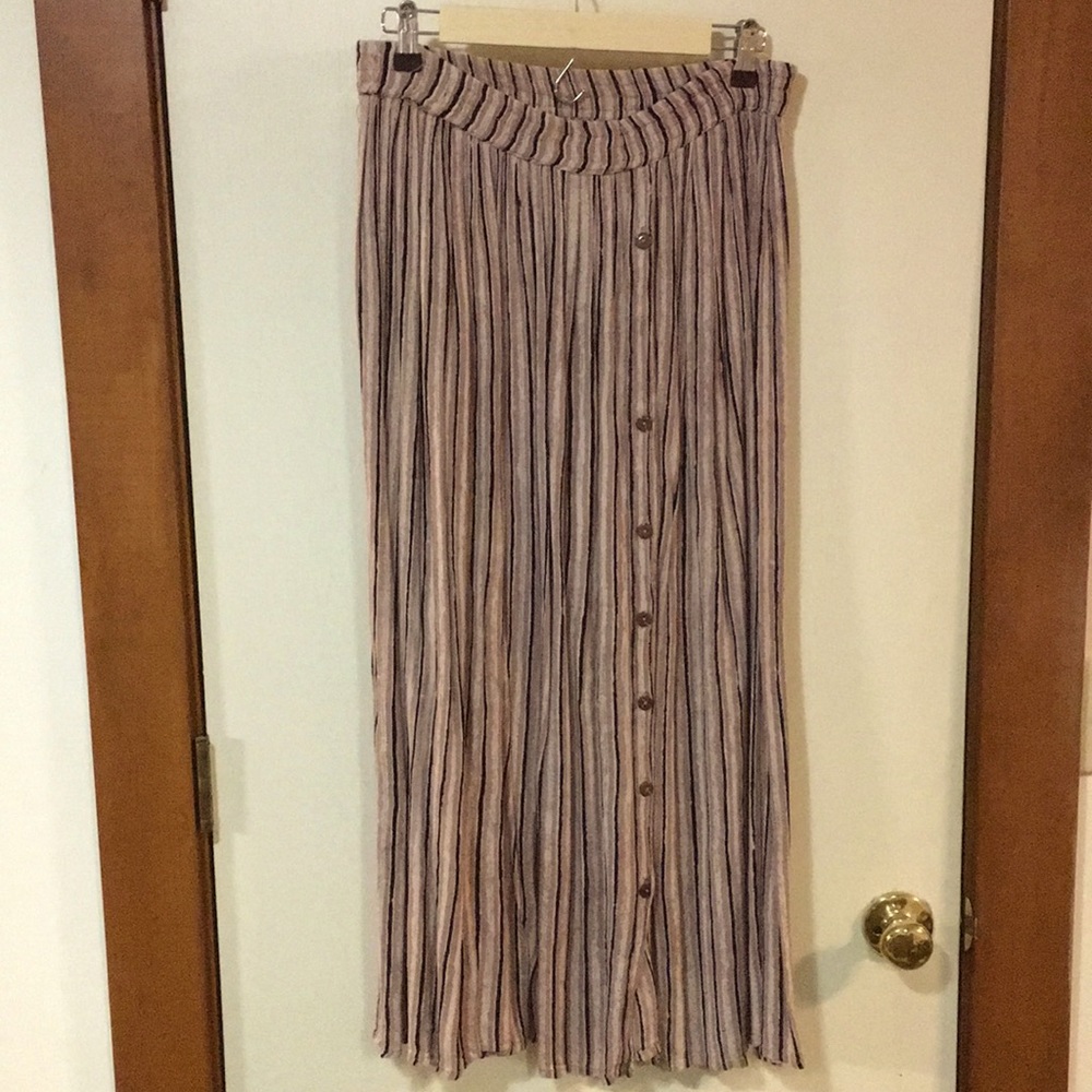 Tan/Black Striped Maxi Skirt
